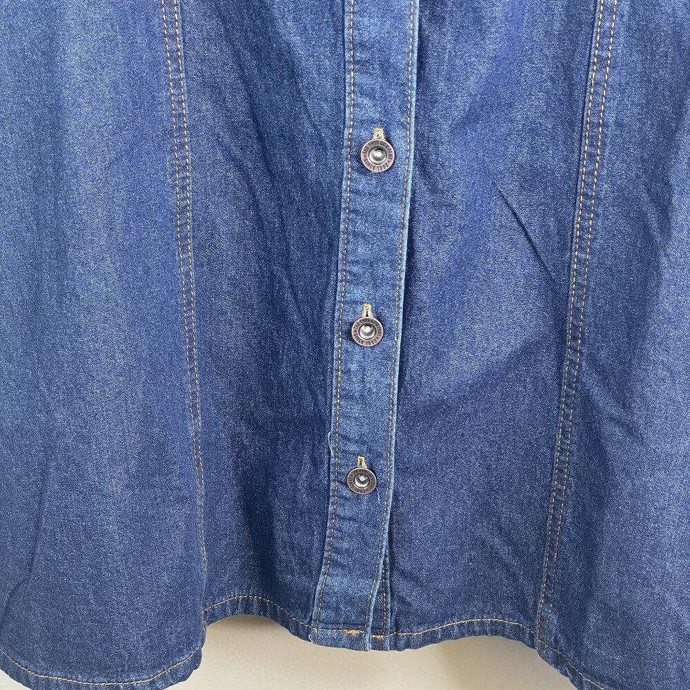 Frye Heritage Denim Dress Womens XXL Blue Jean Button Up Cowgirl Western Casual - Picture 7 of 12